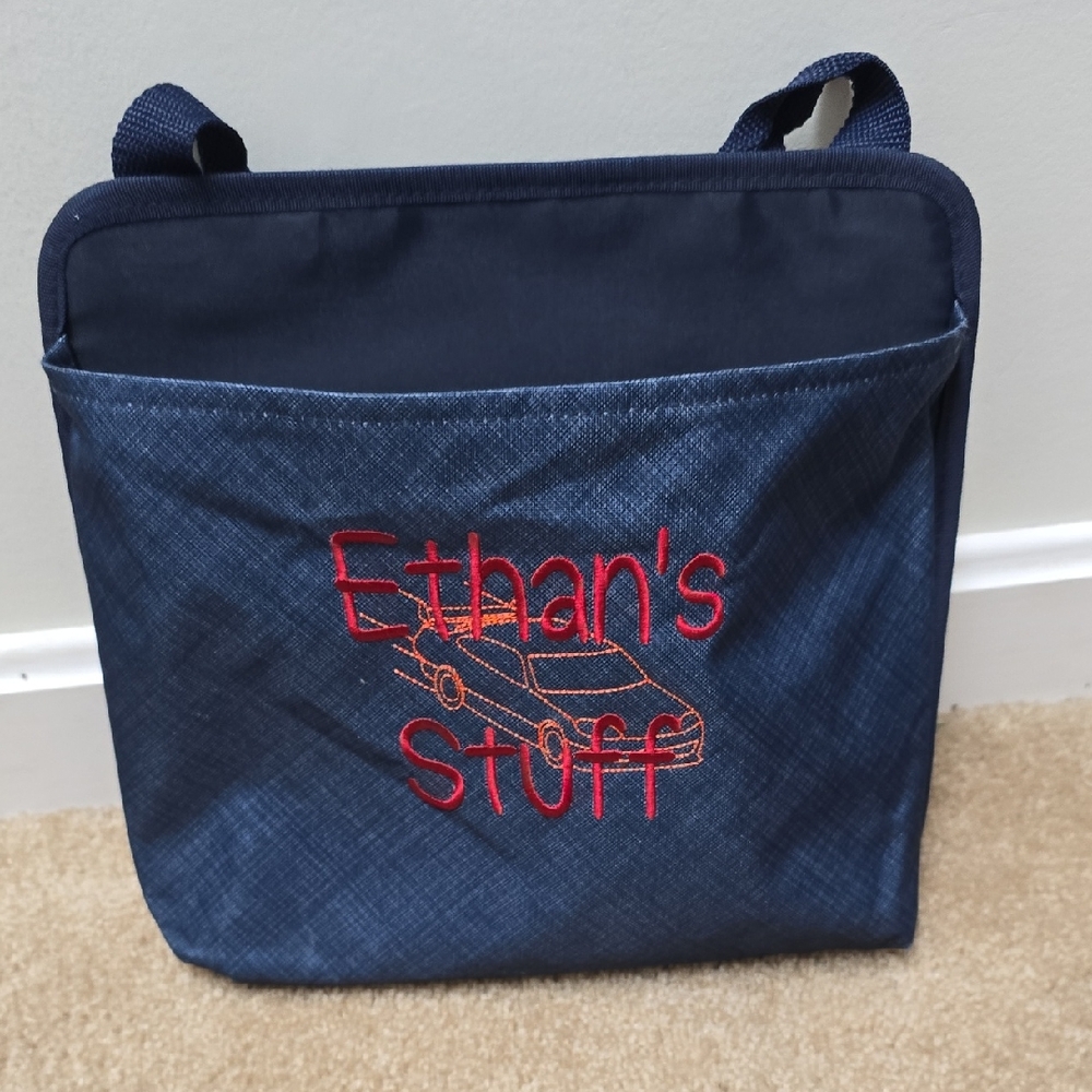 Navy Blue Personalized Snap Organizing Bag - Ethan's Stuff
